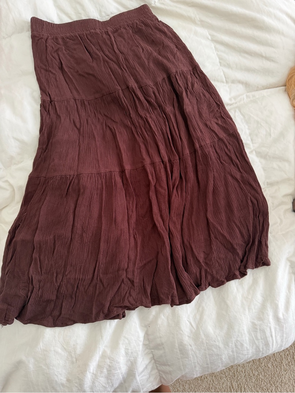 Women’s Flowing Tiered Skirt in Wine/brown